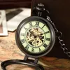 Pocket Watches New Antique Copper Fashion Vintage Design Pocket Mechanical Men Hand Wind Fob For Men Women Gift 2020 L240402