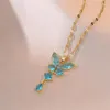 Collane a ciondolo di alta qualità con zircone collana farfalla in acciaio inossidabile in acciaio geometrico girocollo gioielli gift per donne ragazze