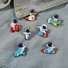 Astronaut Enamel Pin Custom Ocean Surfing Motion Rocket Plane Brooch Bag Badge Childlike Cartoon Jewelry Pins Gift for Kids