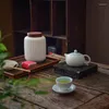 Aufbewahrungsflaschen japanischer Tee Tank Holzdeckel Feuchtigkeitsdicht versiegeltes Glas weiße Porzellankaffee Candy Desktop Dekoration