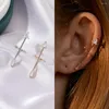 Dingle örhängen 1 bit inlagd zirkonpil för kvinnor flickor trendigt öronklipp ingen piercing diy smycken tillbehör parti gåvor 2024