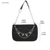 Axelväskor Nylon Purses Retro Underarm Bag Shopping Purse Trendy Chain Handbag Tote Fashion Clutch With Zipper