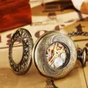 Pocket Watches Anitique Mechanical Pocket Men Hand Wind Steampunk Necklace Fob Chain Fullmetal Alchemist Pocket es Women L240402