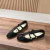 Designer Shoe Ballet Flat Dress Shoes Luxury Sexy Trainer Buckle The Metal Sheet Casual Canvas Shoes Ballerina Walk Outdoor Shoes Loafer Lady Gift