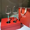 Бокалы для вина 2pcs Crystal с синим и черным красным белым кубком кубка Champagne Copas Vino El Drinkware ежедневный подарки