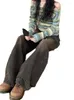 Jeans femininos American fêmea larga as calças de perna larga Hight cintura