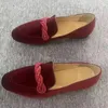 캐주얼 신발 이탈리아 와인-빨간색 남성 벨벳 로퍼 고품질 슬립 아파트 수제 모카신 드라이브