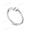 I nuovi anelli Midi Designer Midi a forma di marchio a doppio marchio a forma di T a aprire 925 anelli di banda in argento sterling, 1.1 con anello di gioielleria di donna logo originale con scatola