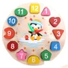 Other Desk Accessories Wholesale Wooden Penguin Digital Clock Model Childrens Early Education Teaching Aids 17.5X17.5X2.3Cm Drop Del Dhamq