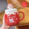 Tasses 450 ml dessin animé mignon fille coeur céramique couple tasse d'eau à grande valeur avec tasses de bureau de couvercle tasse de thé au lait pour enfants