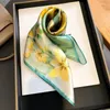 Schals natürlicher echter Seidenschalblume gedruckte Foulard Femme Square Head Schals Bandana -Schal für Frauen Hijab bufandas