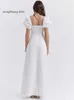 Chic Elegant And 2024 Lovely Short Puff Sleeve Maxi Dress Prom Party Gown Outfits Summer Long White Dresses For Woman 2024 Es es