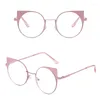 Sunglasses Frames Iboode Brand Design Round Metal Glasses Frame Cat Ears Decorative Women Female Goggles Clear Lens Optical Spectacles A44