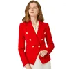 Costumes pour femmes Tendance de vêtements d'automne printemps 2024 dans des vestes Ladies Blazers Metal Lion's Head Buckle Red Slim-Fit Costume