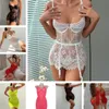 Gathering chest support mesh suspender perspective backless sexy and fun lingerie women's shapewear