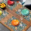 Table Mats 2pcs Strawberry Blue Green Pimpernel Placemat Chinoiserie Floral Bird Linen Heat-Resistant Home Kitchen Dining Party