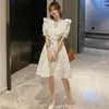 Casual Dresses Women Romantic Attractive Knee-length Streetwear Holiday A-line Creativity Students Daily Puff Sleeve Ulzzang