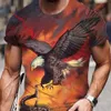 Men's Eagle 3D Digital tryckt T-shirt Loose Casual Sports Large Short