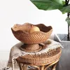 Plates Wicker Rattan Fruit Plate Basket Seagrass Trinkets Desktop Woven Storage Bin