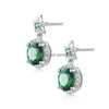 Studörhängen för kvinnor Real 925 Sterling Sier Flower Fashion Jewelry Emerald With Diamond Engagement Gift Drop Delivery DHPMV