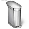 Afvalbakken 45 liter / 12 gallon slanke handsfree keukenstapafval kan afvalbakken scheiden geborsteld met plastic deksel vuilnisbak voor keuken L46