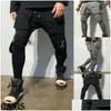 Men'S Pants Mens Fashion Gym Cargo Combat Trousers Solid Color Tracksuit Bot Skinny Joggers Sweat Drop Delivery Apparel Clothing Dhjxu