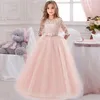 Elegant prinsessa födelsedag spetsklänning barn eleganta tjejklänningar för flickor vintage barn tjej fest bröllopsklänning 4 10 12 år 240323