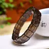 Dekorativa figurer Natural Smoky Quartz Facetterad Bangle Gemstone Crystal Reiki Healing Armband Fengshui Jewelry Gift 10x12mm