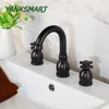 Zlew łazienki krany Yanksmart Style Basin Blacet Czarny 3 -Hole Montowany Zimny ​​Mikser Vintage Tap