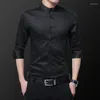 Men's Dress Shirts Fashion Stand Collar Business Long Sleeve Solid Color White Single Casual Standard Fit Button-down