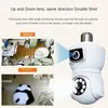 2MP E27 Bulb WiFi Camera Dual Lens Dual Screen Auto Tracking Two Way Audio Color Night Vision Outdoor Security Camera