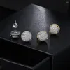 Boucles d'oreilles étalon femelle autrichienne cristal rond boucles argentées couleur blanc zircon hip hop mariage pour femmes cadeaux de bijoux masculins ohe162