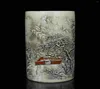 Vases China Old Collectible Hand- Painting Snow-Covered Landscape Porcelain Brush Pot