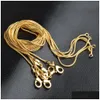 Ketten Schlangen Halsketten glatte Designs 1mm 18k Gold plattiert Männer Frauen Mode DIY -Schmuckzubehör Geschenk mit Hummerverschluss 16 Drop d Dhwey