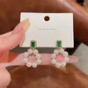 Dangle Ohrringe Grüne Perlen Stud für Frauen Vintage Zirkon ungewöhnlicher Luxusheizpendellöte ästhetischer Ohrring Großhandel 2024 Modeschmuck