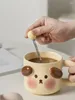Canecas 450ml Cute de caneca de caneca de desenho animado Cup com colher de cerâmica Presente 3D Copas de água amantes Milk Milk Capacity Oatmeal