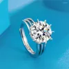 Cluster Rings Trendy 925 Sterling Silver Ring for Lady Wedding Hand Accessories Shiny Crystal Snowflake Women smycken 6#7#8#9#10#