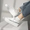 Fitnessschuhe Flats Frauen Mode Canvas Plattform Sneakers Schnürung Ladies Board White Frau