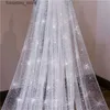 Wedding Hair Jewelry Wedding Hair Jewelry Fashion Luxury Veils For Brides Bling Gold 3 Meters Sequins Crystal Big Bridal Accessories 230506 L240402