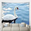 Tapisserier White Swan Hippie Big Tapestry Wild Animals Lake Naturlig landskap Bakgrund Vägg hängande tyg vardagsrum sovrum heminredning