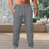 Herrenhosen lässige Männer Hosen vielseitige Unterteile vertikal gestreifte Druck elastische Bundeskordelkordelschläge
