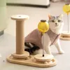 Meewoofun schattige bijen gevormde kat speelgoedveer draaitafel voedsellekkage apparaat kat teaser sisal cat krabben post huisdier benodigdheden 240401