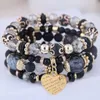 4pcSset Bohemian Bohemian Multicolor Crystal Beads Corde Bracelets For Women Girls Ethnic Heart Charm Wrap Bracelet Femme 240403