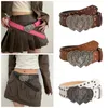 Belts Temperament Heart-shaped Buckle Women's Wide Waistband Double Row Retro Punk Jeans Decorative