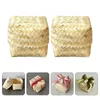 Bowls 2 Pcs Wicker Basket Bamboo Tea Gift Box Baby Containers Straw Baskets Lids Storage