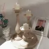 Titulares de vela Wooden Candelabrum Candlestick Bandeja Vintage Handmade for Table Desktop Decoração Decoração de Casa