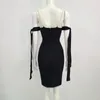 Casual Dresses Pearl Sling Pärled Rayon Bandage Dress Sexig kort axelband Bodycon Celebrity Club Party Vestido