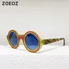 Occhiali da sole Vintage Round for Men Glasses retrò Donne Fashion Sun Travel Aceta Teewear Overszed Uv400 2024