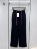 Pantaloni da donna primaverili ed estivi da ricamo da ricamo a bump draw corda tubo dritta pantaloni casual gamba!È un bel oggetto