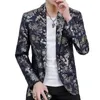 Gold Print Blazer Men Korean Trend Streetwear Mens Ubranie Casual Suit Płaszcz Mężczyzna Slim Fit Blazer Masculino Black White 240329